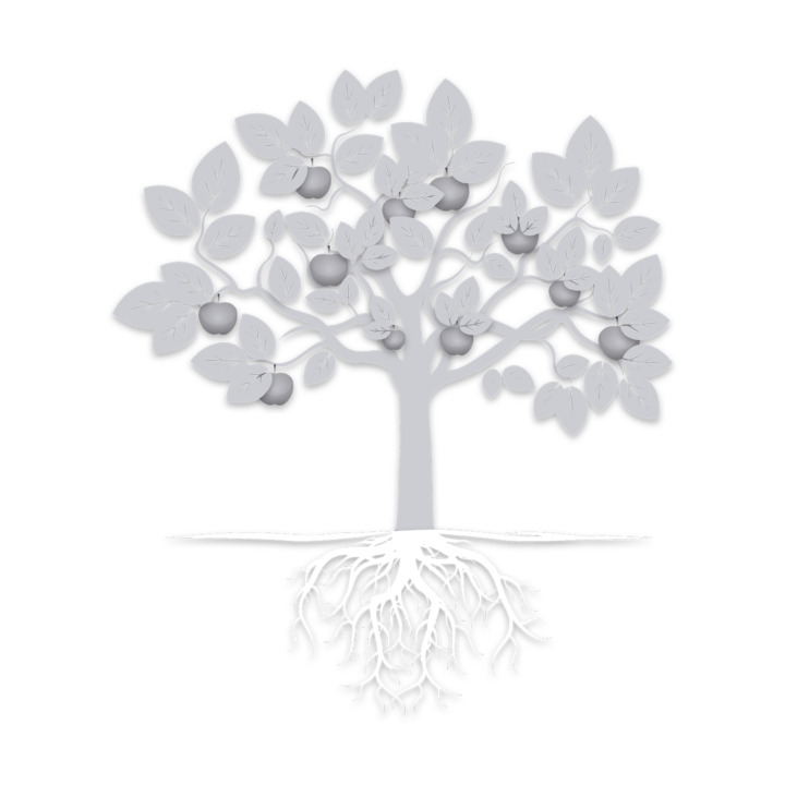 Illustration Baum, Wurzeln hervorgehoben